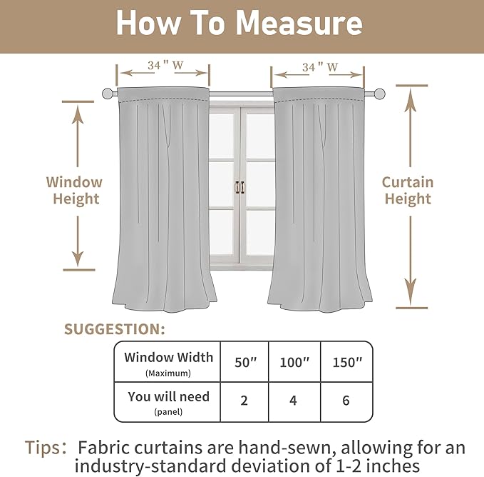 LAMIT 48 Inch Short Window Linen Curtains, Light Filtering Panels Back Tab and - Image 7