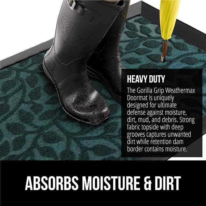 GORILLA GRIP 100% Waterproof All-Season WeatherMax Doormat 35x23, US Designed - Image 4