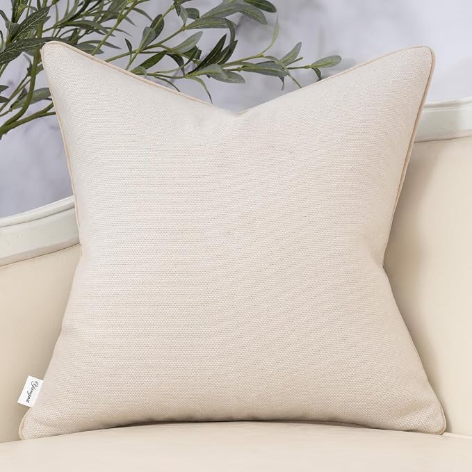 Yangest Neutral Floral Pillow Cover 24 x 24 Inches, Vintage Chenille Square - Image 2