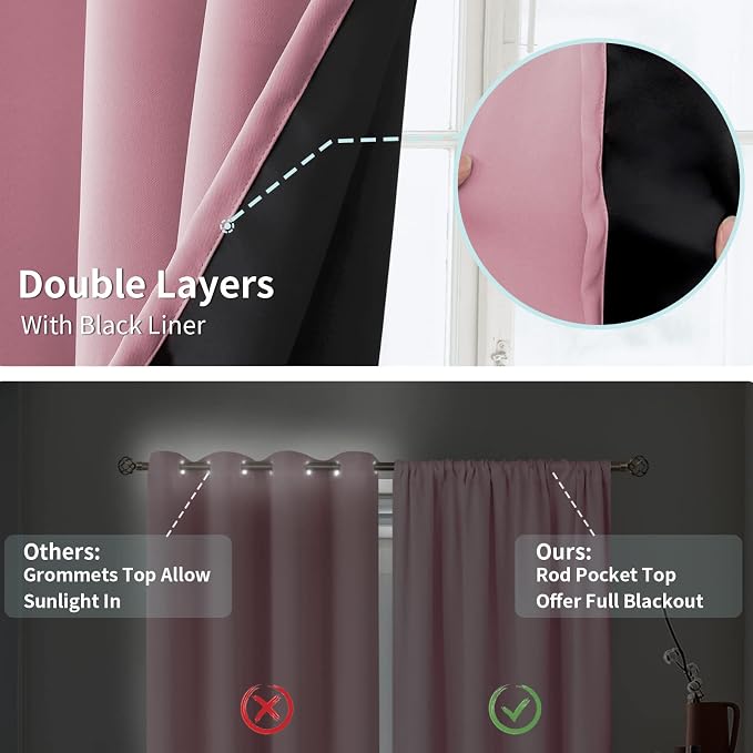 BGment Extra Long Living Room Blackout Curtains 95 Inch Length, Thermal - Image 7