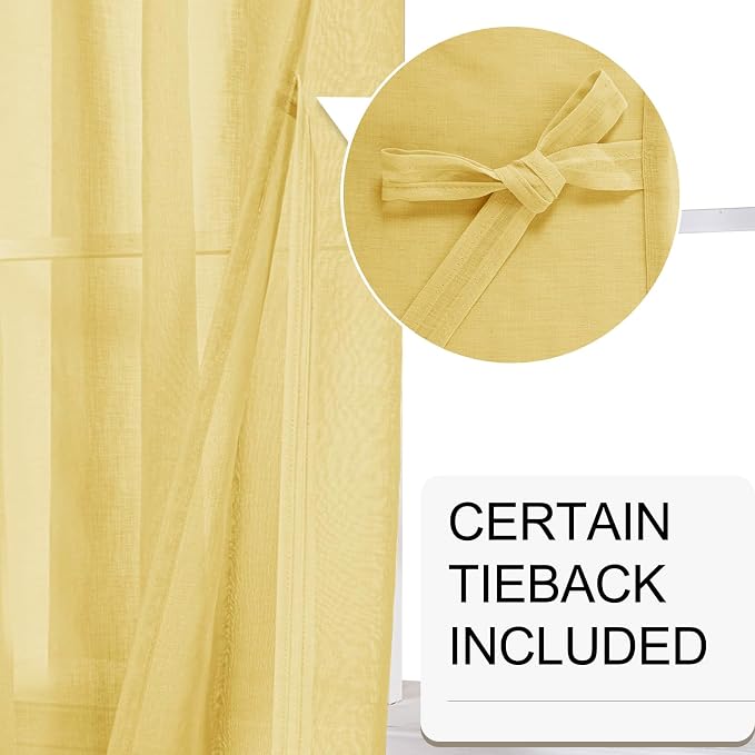 XWZO Sheer Curtains 84 Inches Length 2 Panels Set - Image 3