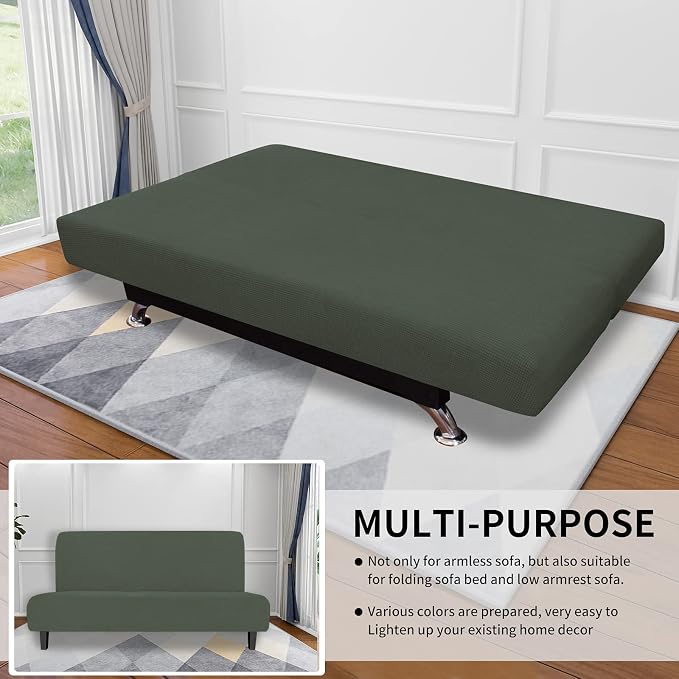 Easy-Going Stretch Futon Slipcover Armless Futon Bed Cover Furniture Protector - Image 5