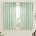 LAMIT Fresh Green Linen Curtains 54 Inch Length, Light Filtering Panels Back by LAMIT