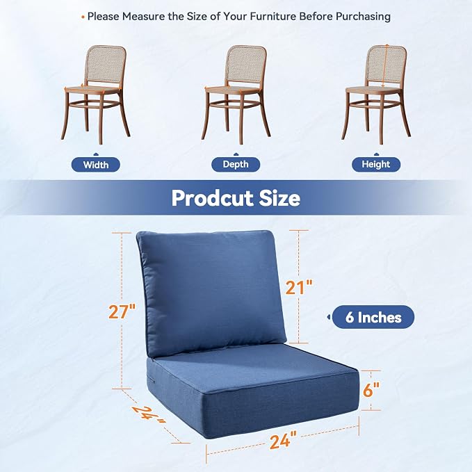 Luxury 6" Outdoor Cushions for Patio Furniture, Fade Resistant Couch Chair - Image 9