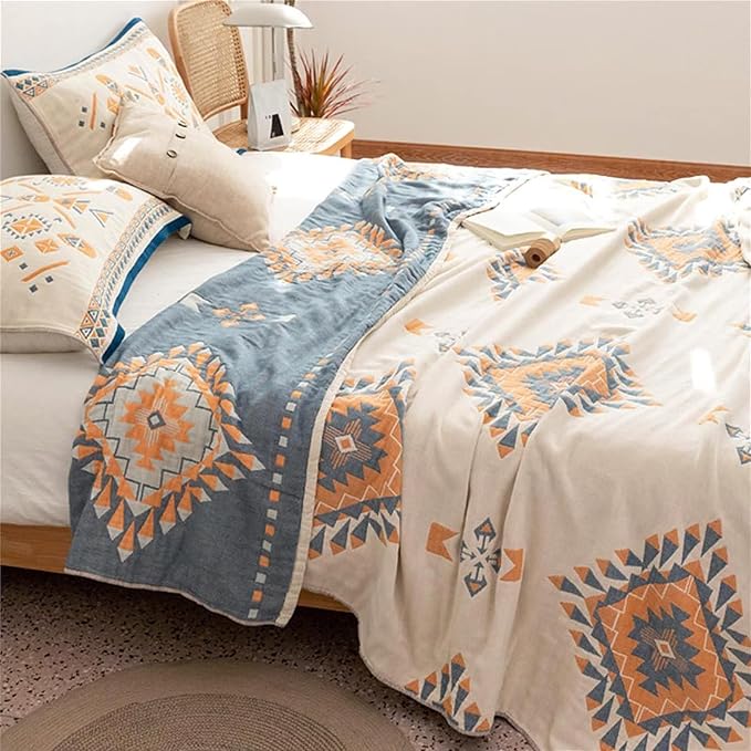 MSGKV Fall Blankets Cotton Throw Blanket 60''x 80'' Muslin Blanket - Image 2