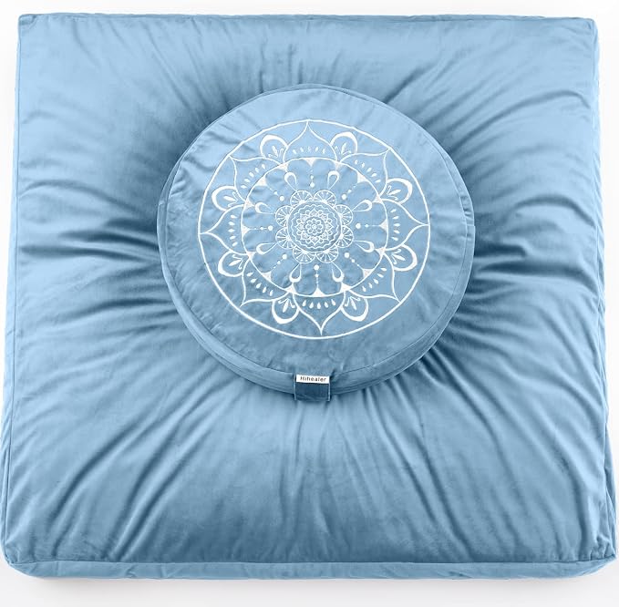 Hihealer Meditation Cushion, Traditional Tibetan Meditation Pillow Velvet Cover by HIhealer