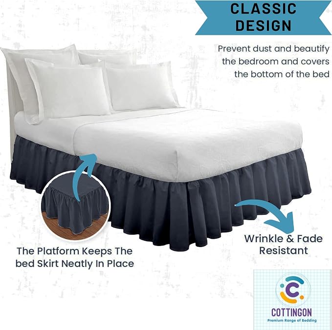 Ruffled Bed Skirt with Split Corners-Dust Ruffle - Image 5