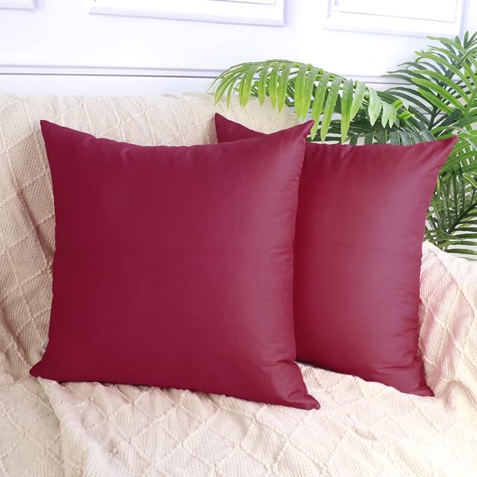 4-Pack 100% Cotton Comfortable Solid Decorative Throw Pillow Case Square - Image 2