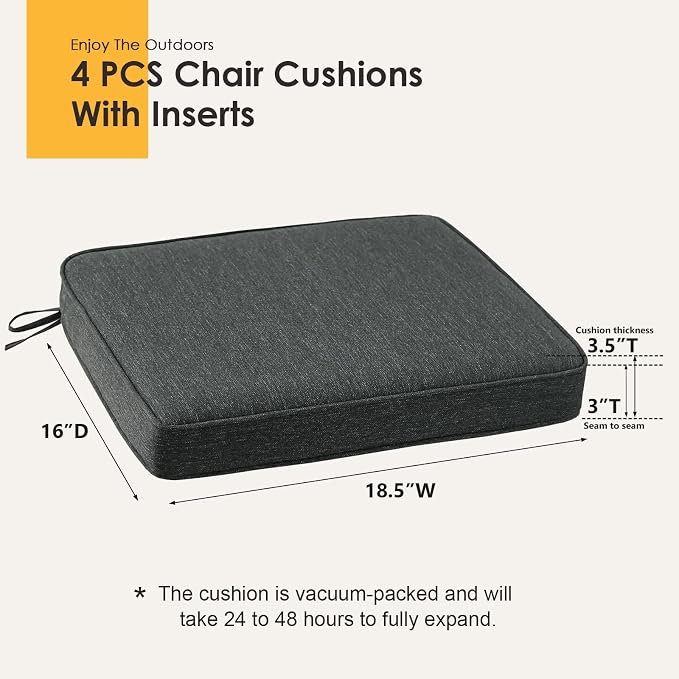 Outdoor Square Corner Seat Cushion, 18.5"x16"x3", Non Slip Seat Cushion Pads - Image 5