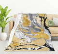 HGOD DESIGNS Gold Golden and Silver Marble Ink Abstract Painting Flannel Fleece by HGOD+DESIGNS