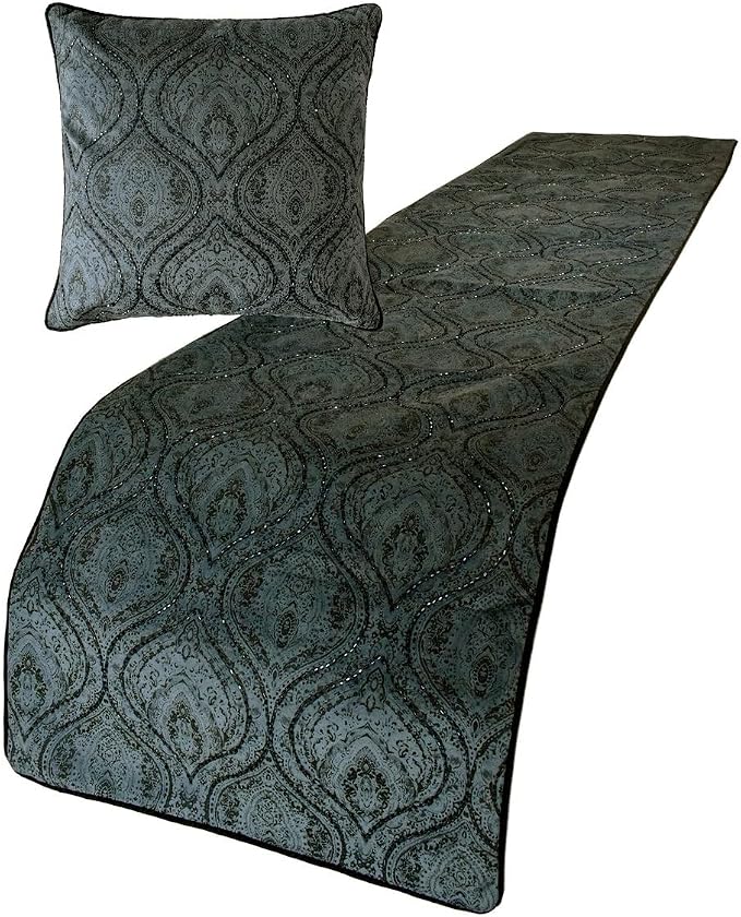 The HomeCentric King/Queen/Twin Gray Decorative CA King 86"x18" Bed Runner - Image 2