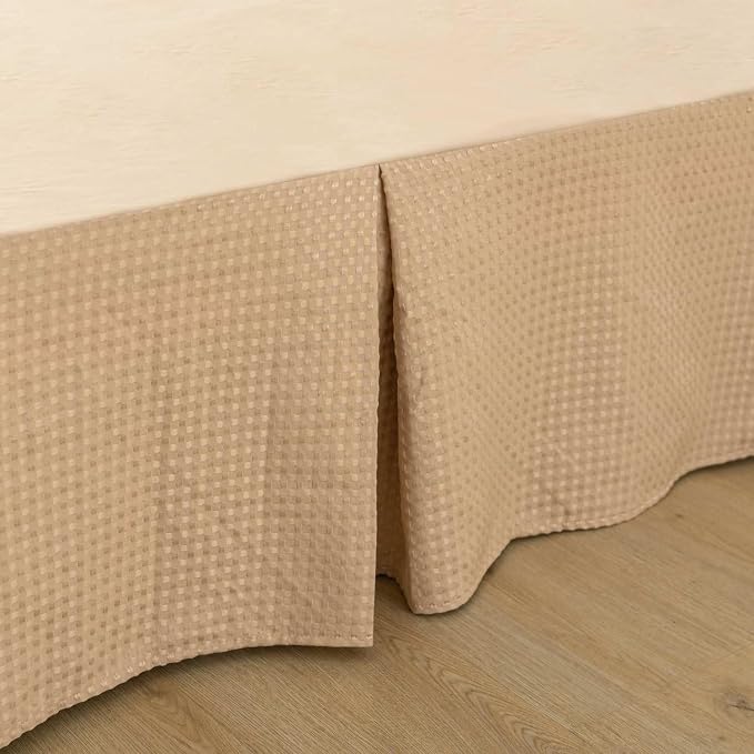 Bed Skirt Full Size, Pleated Waffle Weave Bed Skirt - Image 2
