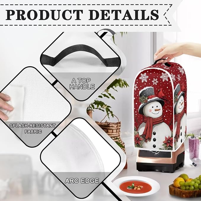 Talayituse Cardinal Snowman Print Blender Dust Cover, Fingerprint Protection - Image 5