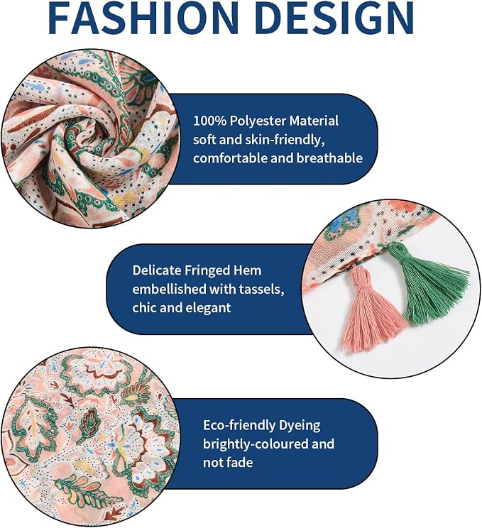 Scarf for Women Lightweight Soft Floral Leopard Printed Scarves Fall Winter - Image 2