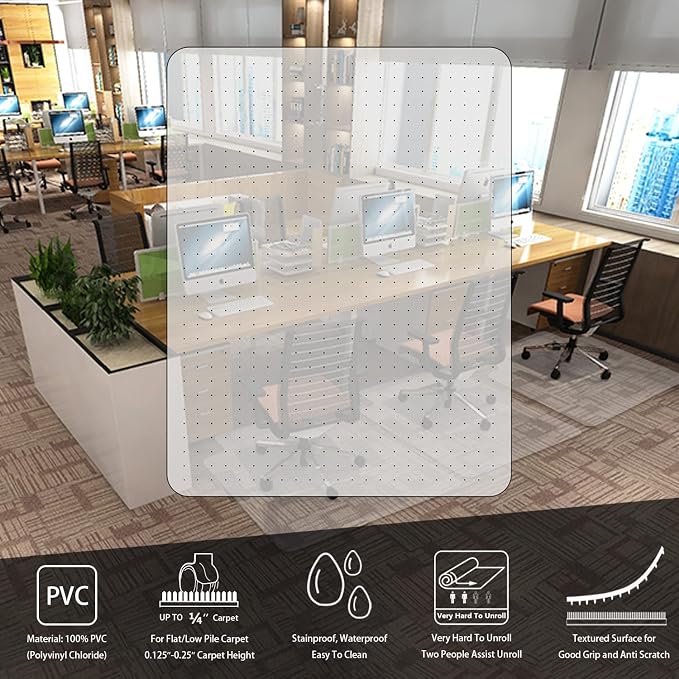 Amyracel Office Chair Mat for Low Pile Carpets, 53” x 45” Office Mats for - Image 5