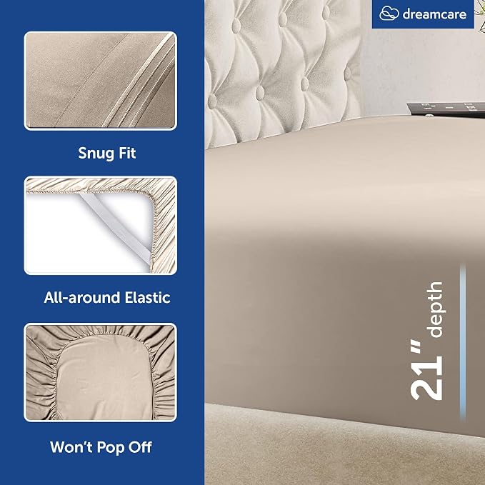 DREAMCARE King Size Sheets Set – 4 pcs Cooling Sheets – up to 21” Deep Pocket - Image 7