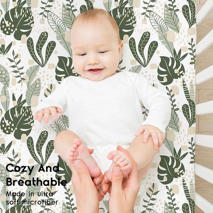 Yoofoss Pack and Play Sheets Fitted, Mini Crib Sheets 2-Pack - Image 4