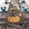 Halloween Table Runner, Pumpkin Linen Table Runner, Kitchen Dining Coffee Table by Hliyty
