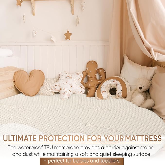 Crib Organic Cotton Percale Mattress Pad Protector – OCS Blended & Oeko-TEX - Image 4