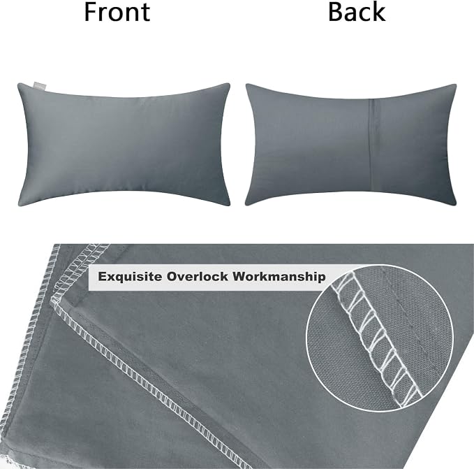 4-Pack 100% Cotton Lumbar Comfortable Solid Decorative Throw Pillow Case - Image 6