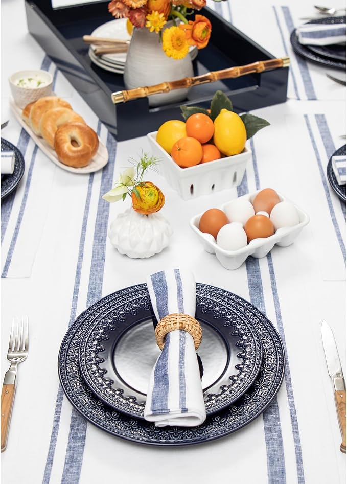 Solino Home Striped Linen Table Runner 120 Inches Long - Image 3