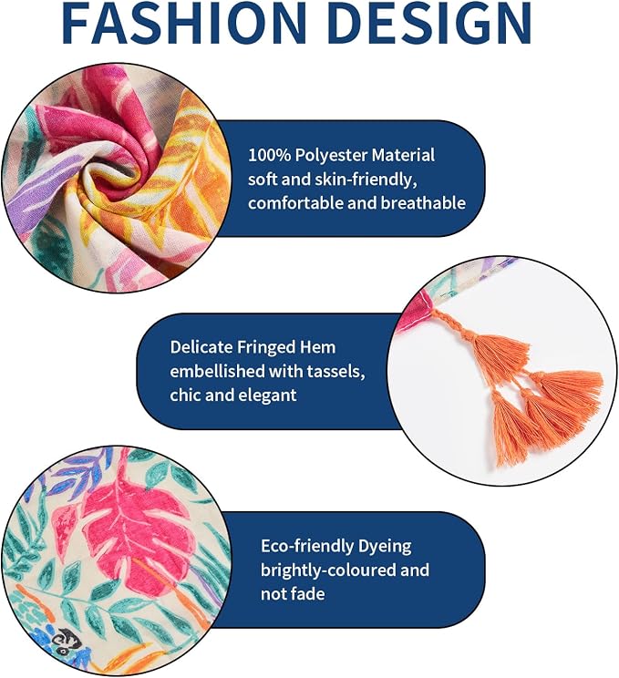 Scarf for Women Lightweight Soft Floral Leopard Printed Scarves Fall Winter - Image 2