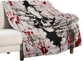 Horror Skull Throw Blanket, Halloween Day of The Dead Vintage Gothic Scary by JanJCurt