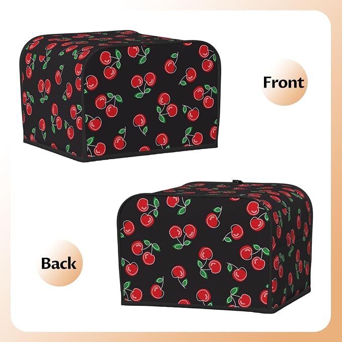 Red Black Cherry 4 Slice Toaster Cover, Waterproof Toaster Dust Cover Bread - Image 4