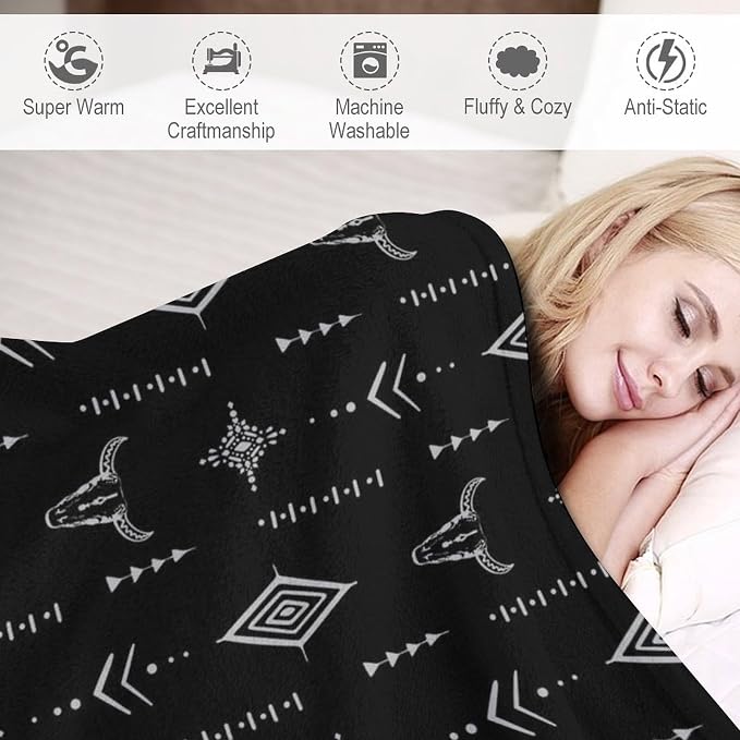 Southwest Blanket, Soft Native Tribal Vintage Abstract Ethnic Pattern Blanket - Image 4