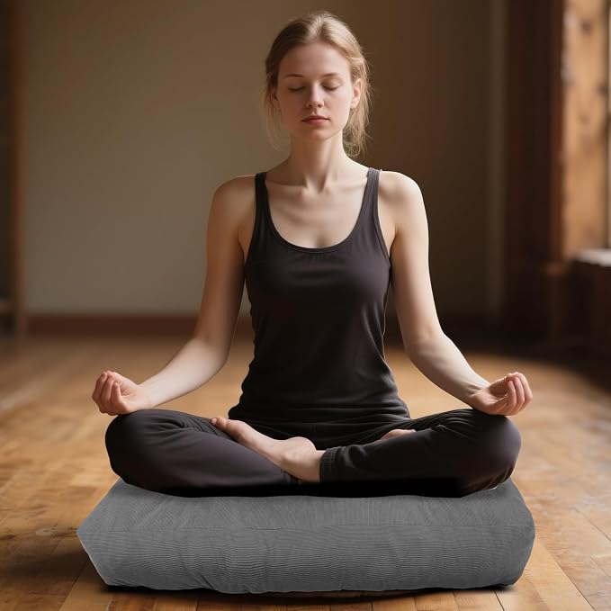 Meditation Floor Pillow Set of 2, Square Large Pillows Seating - Image 5