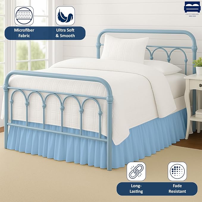 Ruffled Bed Skirt with Split Corners-Dust Ruffle - Image 3