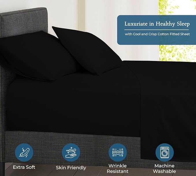 Royale Linens 400 Thread Count 100% American Grown Cotton Fitted Sheet Queen - Image 3