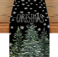 Artoid Mode Black Pine Tree Snowflake Merry Christmas Table Runner, Seasonal by ArtoidMode