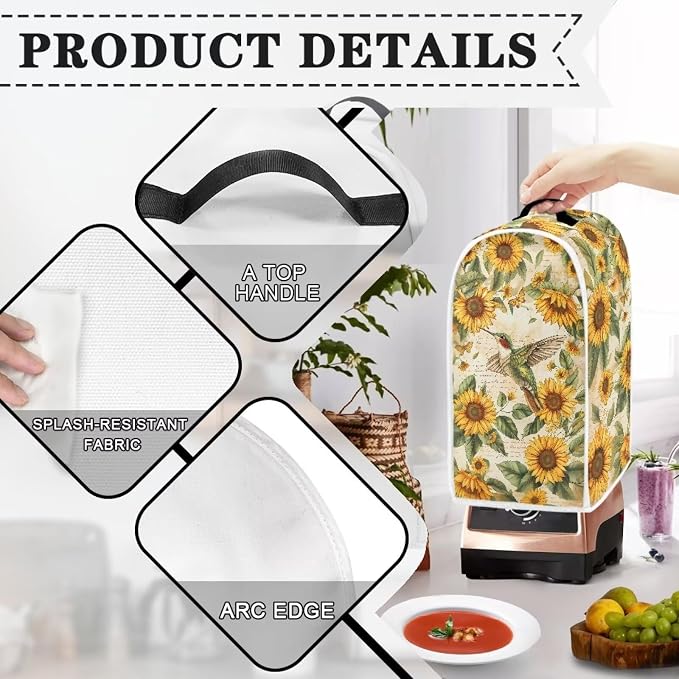 Birds Sunflower Print Blender Dust Cover, Stand Mixer or Coffee Maker Appliance - Image 4