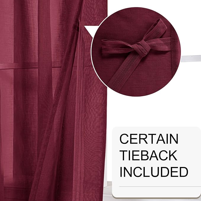 XWZO Sheer Curtains 84 Inches Length 2 Panels Set, Solid Grommet Semi - Image 3