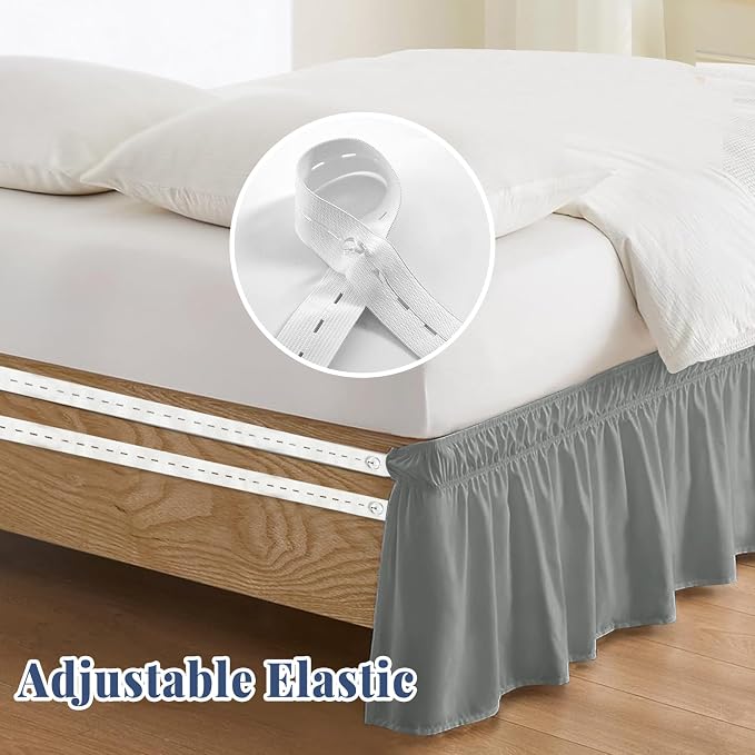 King Bed Skirt, Elastic Wrap Around Bed Skirt King Size, Bed Skirts - Image 4