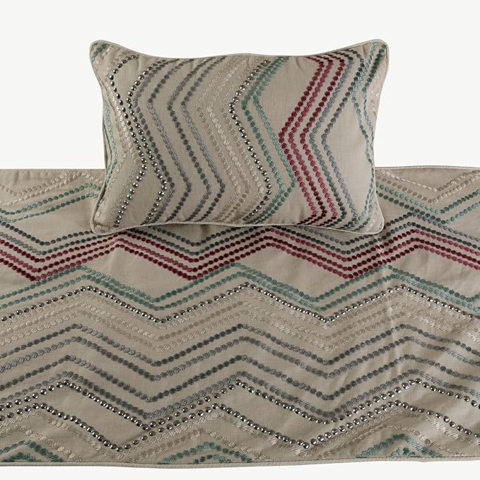 The HomeCentric King Queen Twin Beige Linen Bed Runner & Decorative Throw - Image 2