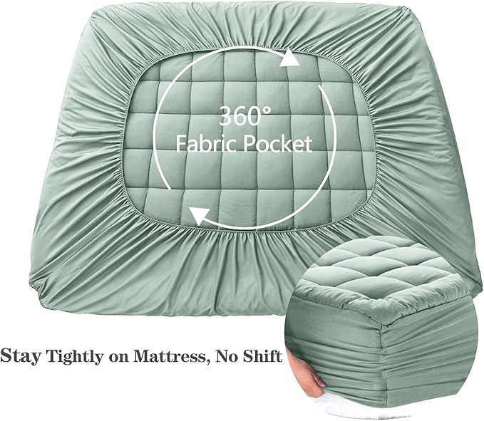 EASELAND Full Size Mattress Pad Pillow Top Mattress Cover Quilted Fitted - Image 4