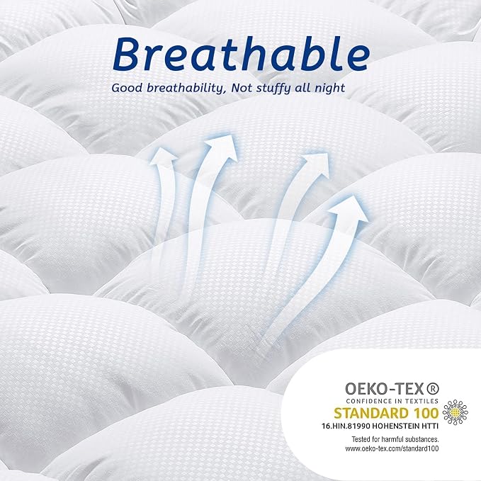 Full XL Size Mattress Topper for Back Pain, Cooling Extra Thick Mattress Pad - Image 4