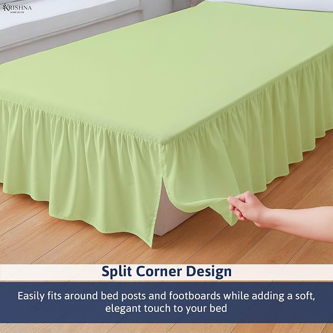 KRISHNA Ruffled Bed Skirt with Split Corners Full, 100% Microfiber Hotel Quality - Image 3