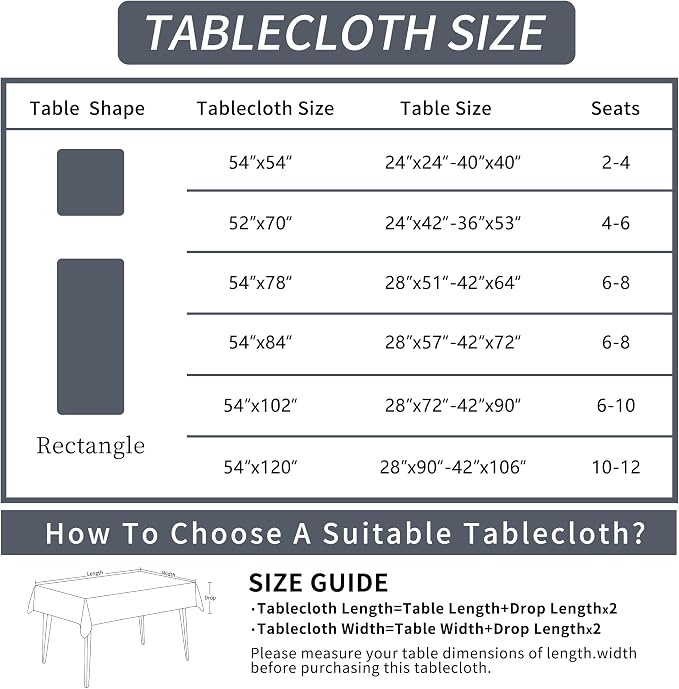 Rectangle Table Cloth, 100% Waterproof Tablecloth Oil Proof Spill Proof Vinyl - Image 4