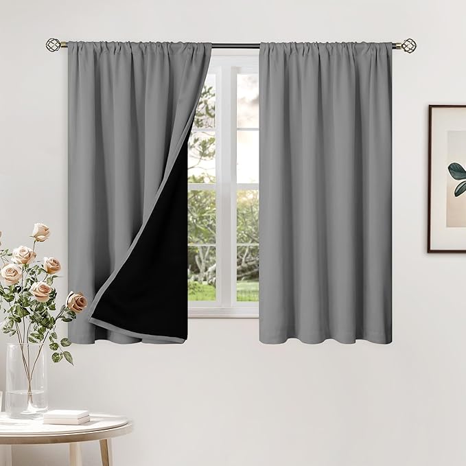 BGment 100% Blackout Curtains for Bedroom 45 Inch Length 2 Panels, Thermal by BGment