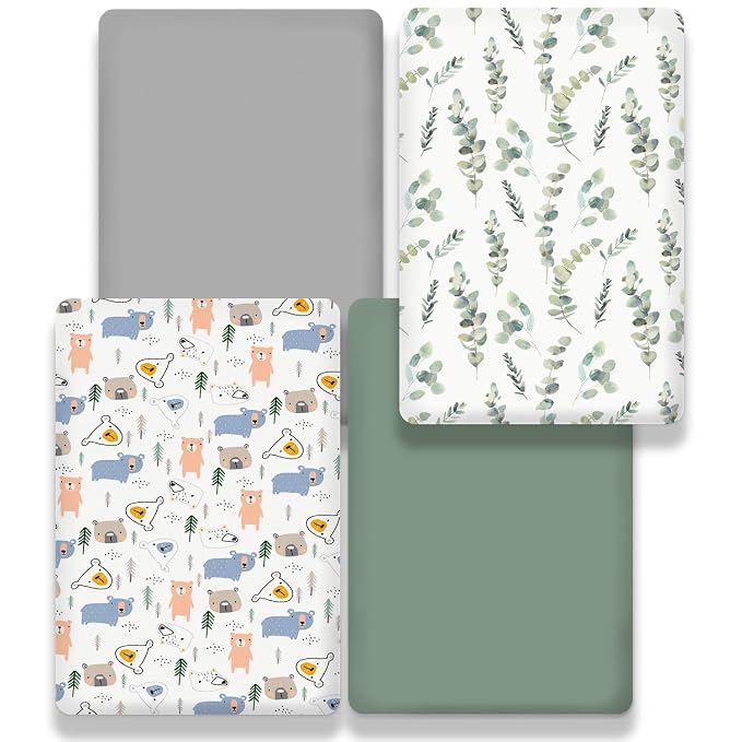 Bimocosy Pack and Play Sheets Fitted 4 Pack, 38 x 26 Inch Pack n Play Mini Crib - Image 5