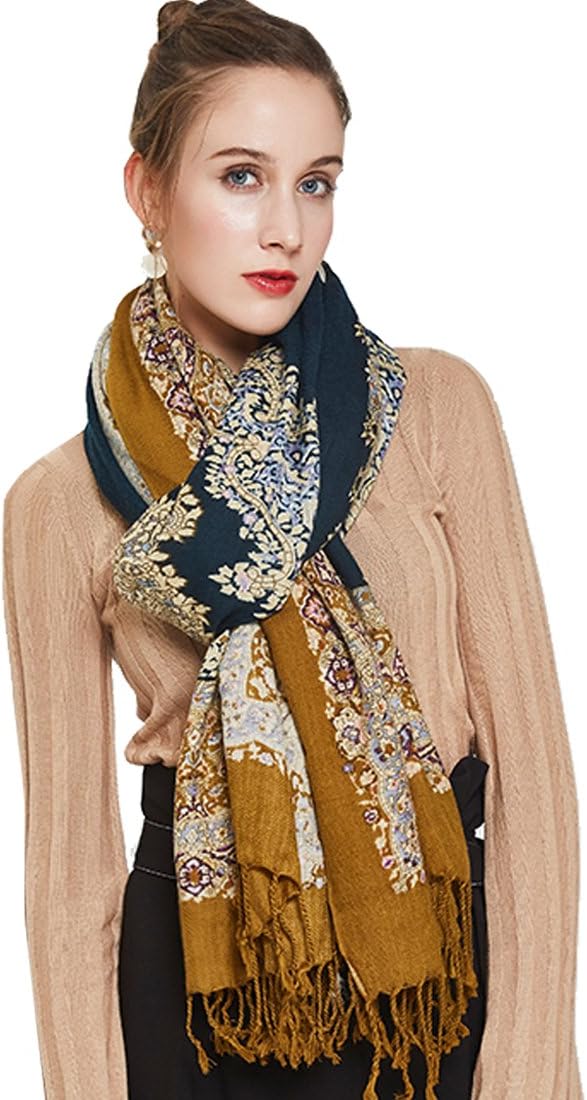 DANA XU 100% Merino Wool Extra Large Pashmina Blanket Travel Scarf Cashmere Wrap by DANAXU