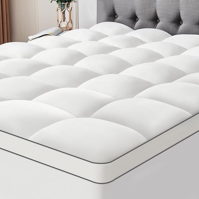 Ultra Soft Coral Fleece California King Size Mattress Topper, No Compression by SurChic