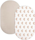 Bassinet Sheet for Baby Boy and Girl 2 Pack, Fitted Sheets for Rectangle by Meowcards