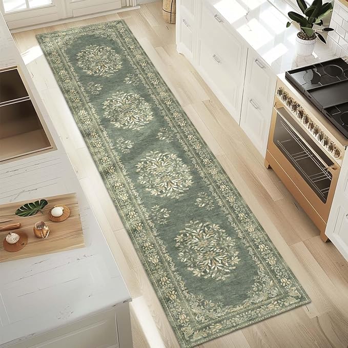 jinchan Hallway Runner Rug 2x10 Vintage Floral Distressed Design Machine by JINCHAN