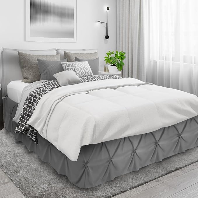 Nestl Dark Grey Bed Skirt Cal King Size, Pinch Pleat Cal King Bed Skirt - Image 3