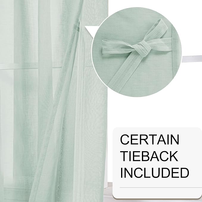 XWZO Semi Transparent Sheer Curtains 95 Inches Long - Image 3