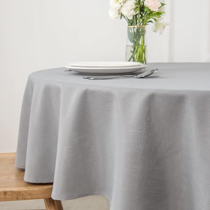maxmill Round Linen Looking Textured Tablecloth Spill-Proof Wrinkle Free Soft - Image 4